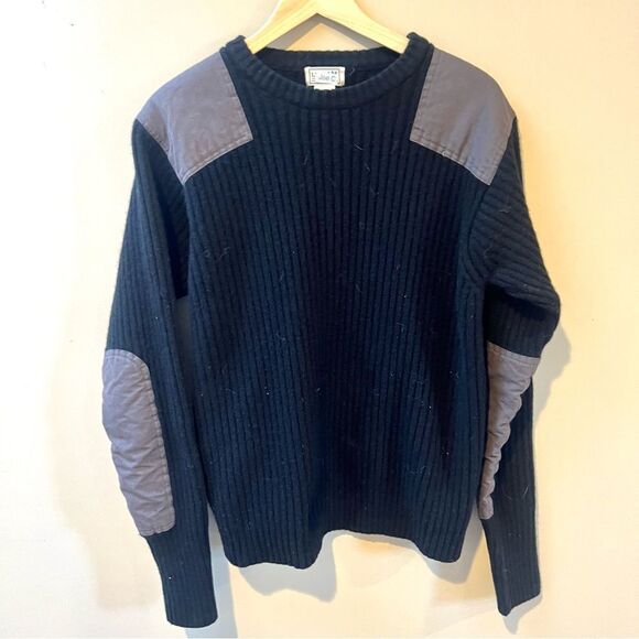 LL Bean thick vintage Marino black wool sweater  XL - Picture 1 of 5
